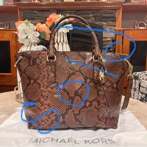 Michael Kors Elson Luggage Vegan Faux Leather LG Conv Satchel